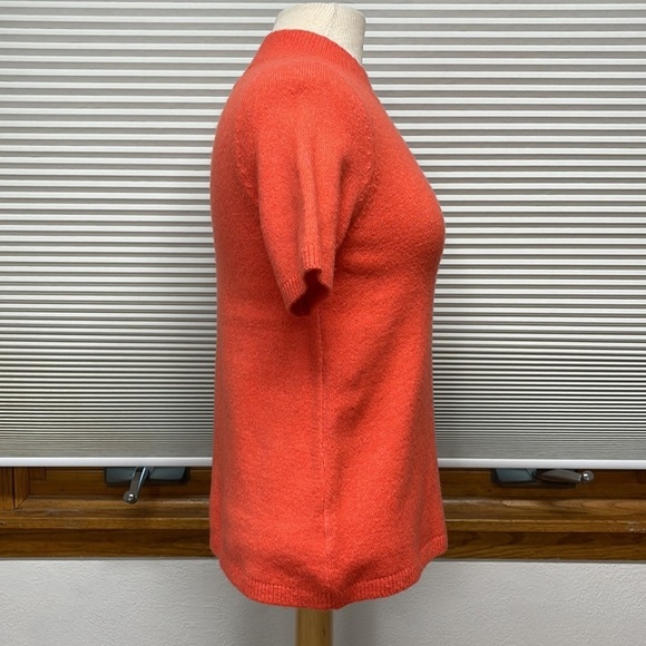LOFT NWT Orange Melon Wool Blend Crew Neck Short Sleeve Sweater Size XXSP - Picture 3 of 9
